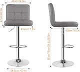 bigzzia Bar Stool Set of 2 Grey PU Leather Swivel Height Adjustable Backrest view 5