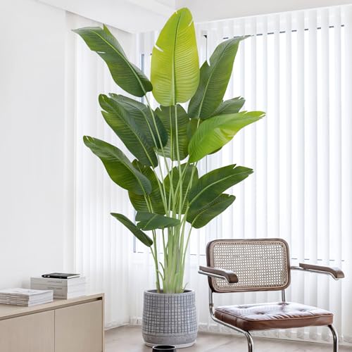 Keeplush Künstliche Paradiesvogel Pflanze groß 200cm künstliche Tropische Palme mit 15 Blättern perfekte künstliche Pflanzen im Topf für drinnen und d