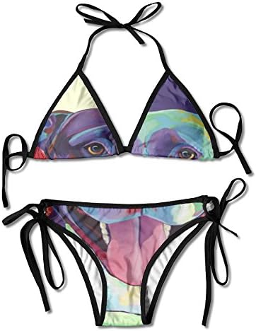 Bulldog Print Women's Triangle Bikini Swimsuits Summer Sexy Swimming Pool Bikini