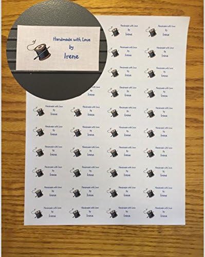 UNCUT LABEL SHEET with 40 Custom Cotton Flat labels with thread Graphic Sewing label/Tag-made in USA
