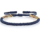 COLORFUL BLING Handmade Tibetan String Bracelet Adjustable Woven Rope Knot Buddhist Kabbalah Protection Lucky Friendship Bracelets for Mens Womens Amulet Gifts