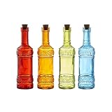 Style Setter 206284-GB, Multi Set of 4 Colored Glass Bottles