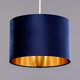 CGC Lighting Modern Velvet 30cm Drum Ceiling Shade Blue - E27 Fit view 3