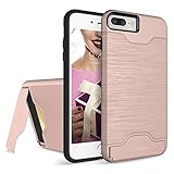 Teelevo Wallet Case for iPhone 7 Plus/iPhone 8 Plus - Dual Layer Shock Absorbent Case with Card Slot Holder and Kickstand for Apple iPhone 7 Plus (2016) / iPhone 8 Plus (2017) - Rose Gold