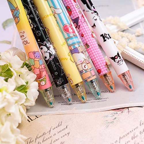 6 Pcs Kawaii Pens Anime Kitty Pen Merchandise Black Ink 0.5mm Ballpoint Pens Cute Office School Supplies for Women Girls Press Gel Pen