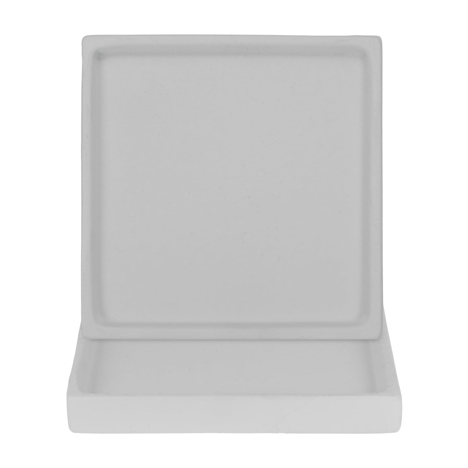 M METERXITY 2-Pack Ceramic Plant Saucer, 5 Inch Plant Water Catcher Tray, Plant Pot Saucers for Indoor/Outdoor Plants/Flower Drainage Drip Water Tray [Square Light Gray]