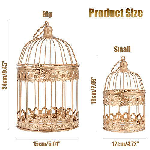 image for LONGBLE 2 Pcs Round Wedding Birdcages Gift Card Holder Decorative Gold