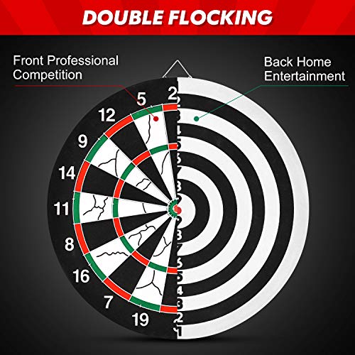 BATTOP Double-Sided Dart Board for Kids w/ 6 Steel Tip Darts,Excellent Indoor Outdoor Darts Game and Party Games for Teenage Boys Toy Gift & Adults Family Time Leisure Sport