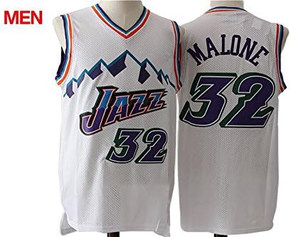 Mens 32 Karl Malone White Jersey Utah Jazz, M