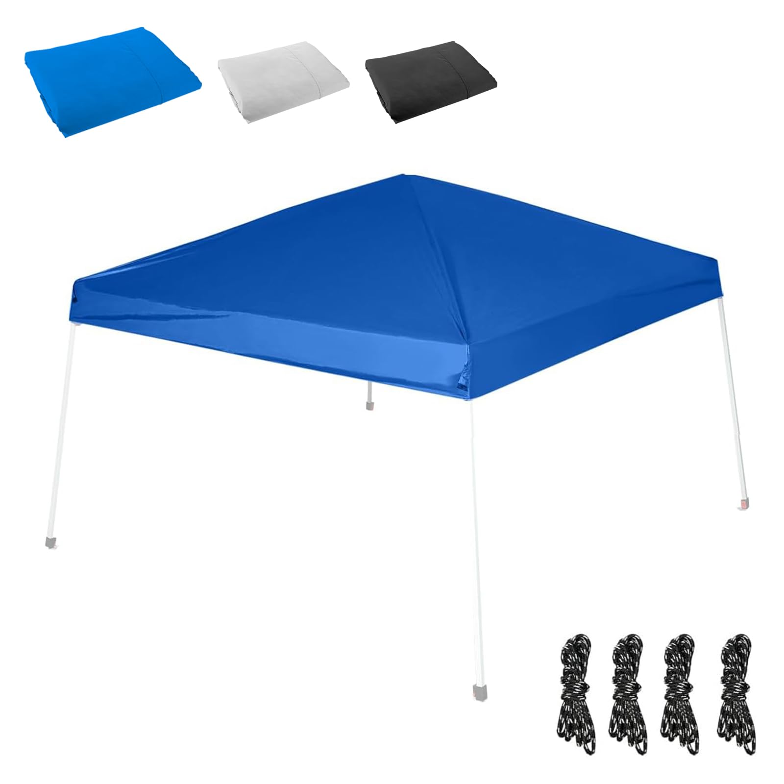 Photo 1 of 10x10FT Canopy Replacement Top Only, Waterproof Pop-Up Canopy Tent Top Cover with Ropes, Instant Canopy Top Sunshade Silver Coated for Outdoor Garden Patio Camping (Blue)
