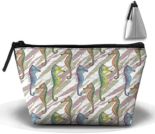 PLKSDAE Watercolor Laminaria Seahorse Pattern Cosmetic Bag Pencil Case Receive Bag Pencil Bag Durable Pouch Zipper Big Capacity Travel Makeup Organizer Bag