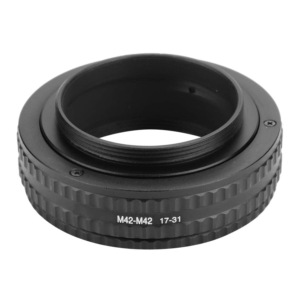 Metal Set Up Ring Lens Adapter M42 to M42 Adjustable Focusing Helicoid Adapter, Aluminium Camera Lens Adapter for Macro Photography, Black(17mm-31mm)