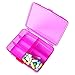 XINHOME 6 Compartment Pill Box Holds Up to 200 Tablets Gasketed & Waterproof (Rose Red)