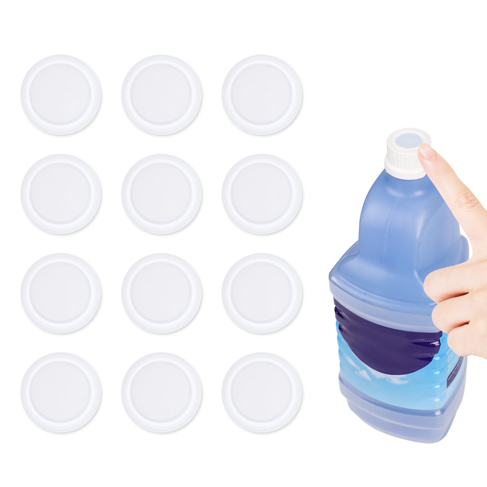 24pcs Refillable Bottle Cap Silicone Gasket for Swiffer Wet Jet Mop Cleaning Solution, DIY Reusable Bottle Refill Container Leakproof Household Cleaning Supplies