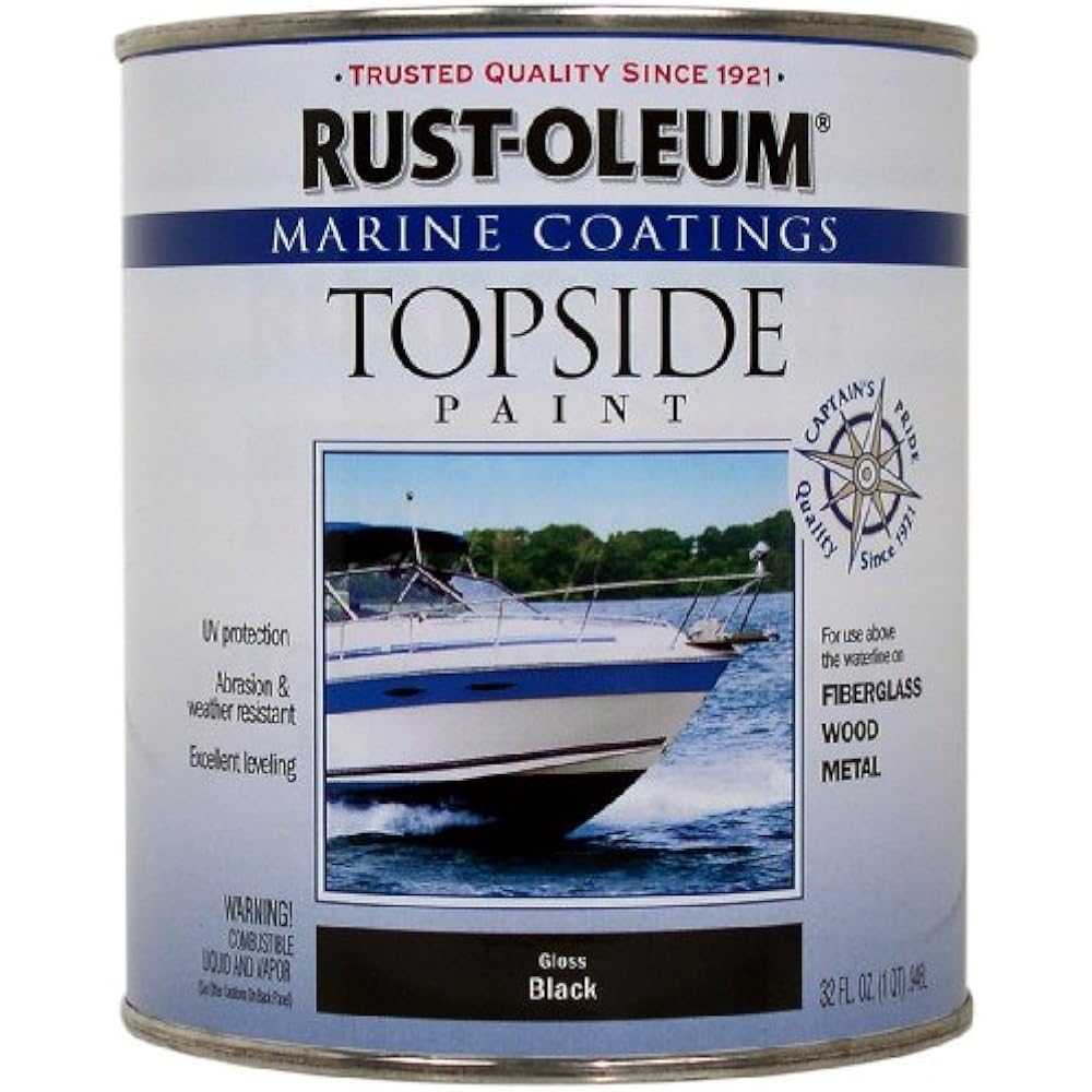 RustOleum 207006 Marine Topside Paint, Black, 1Quart Boating Painting