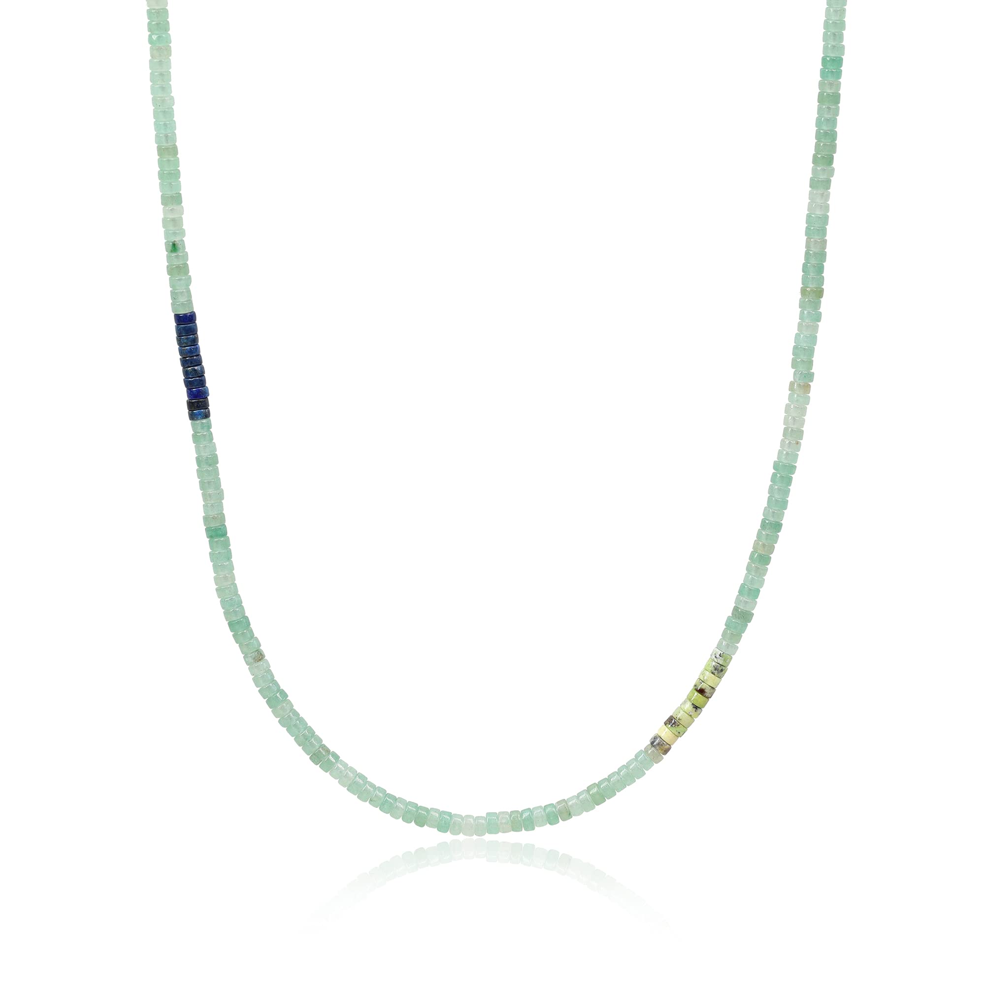 COAI Mens Womens Heishi Genuine Green Aventurine Stone Beaded Necklace 65cm