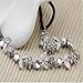 CJESLNA New Lady Hair Accessory Silver Metal Flower Rhinestone Leaf Headband Hair Band (Silver)