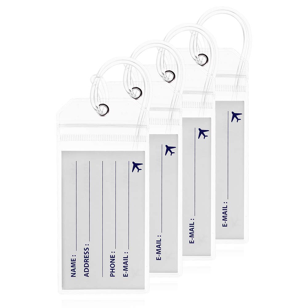 Luggage Tags Clear Plastic Travel ID Bag Tag with Zip Top