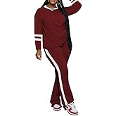 PINSV 2 Piece Sets for Women Fall Casual Outfits Long Sleeve Top and Flare Pants Lounge Sets Track suit