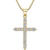 NFINITYRE Cross Necklace for Women, 18K Gold Plated Hypoallergenic & Cubic Zirconia Pendant, Elegant Clavicle Chain for Daily Wear & Gifting