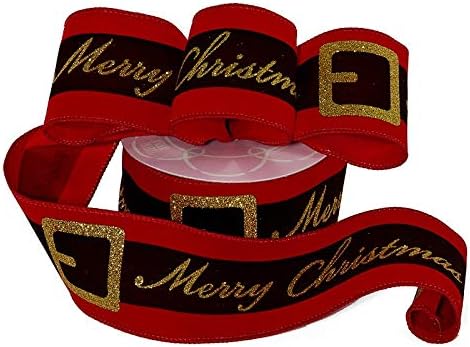 Bows & Ribbons - Santa's Belt Merry Christmas Ribbon - 2 1/2