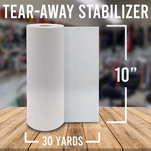 JJ CARE [10" x 30 Yards] Tear Away Stabilizer for Embroidery, Easy