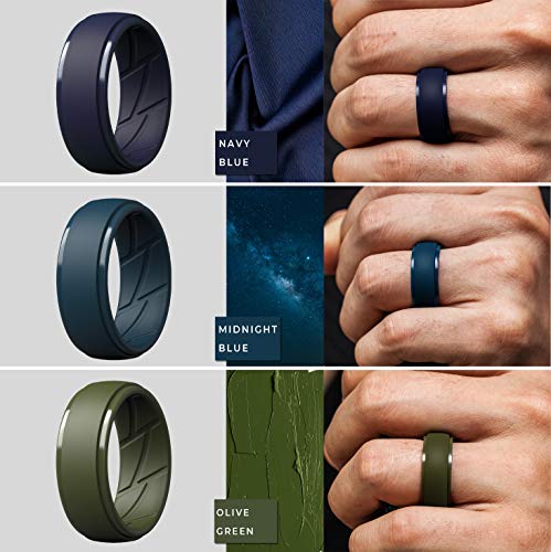 Thunderfit Silicone Wedding Ring For Men Breathable With Air Flow Grooves 10mm Wide 2 5mm Thick Light Grey Dark Grey Navy Blue Grey Olive Green Dark Blue Black Size 10 5 11 20 6mm Pricepulse