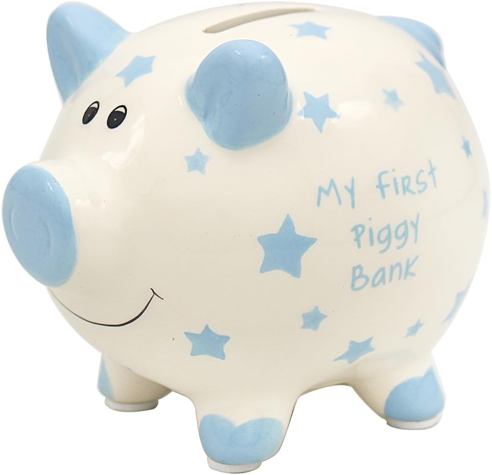 L & P Home & Gifts Ceramic Piggy Bank Blue Pig 1 Pc