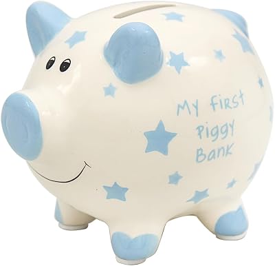 L & P Home & Gifts Ceramic Piggy Bank Blue Pig 1 Pc