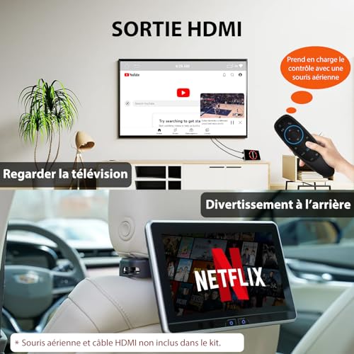 Sunweyer CarPlay 2025 Android Auto Streaming Box SW12 Wireless Adapter with Netflix, YouTube, Hulu, App Installation - AI Box, Dual WiFi, HDMI, LED Mood Light (SW12 Pro)