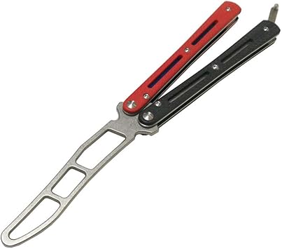 Amazon クール折りたたみタクティカルトレーナー練習バタフライナイフ金属鋼g10素材ハンドルボールベアリング鈍い鈍いブレードフリップツール Uxcellmo フィットネス トレーニング