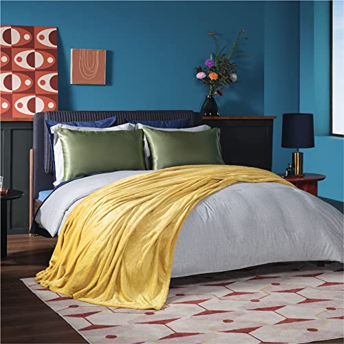 Bedsure Fleece Blankets King Size Gold Yellow Bed Blanket Soft