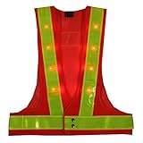 Yoa 16 LED Light up Cycling Traffic Outdoor Night Safety Warning Vest (Led Safety Vest Orange)