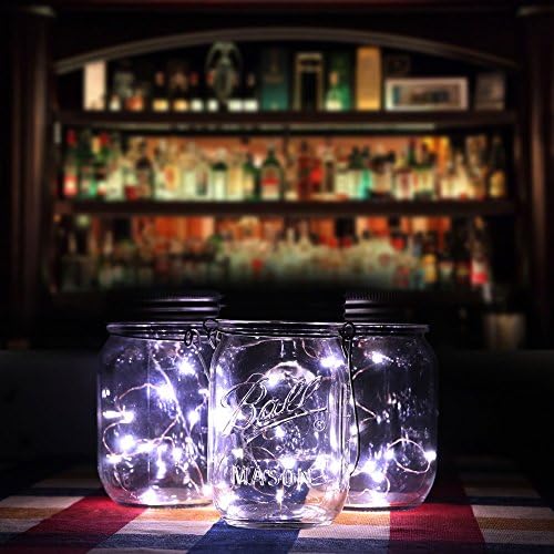 Mason Jar Lights, 5 Pack Solar Mason Jar Lids Insert with 10 LED Fairy String Lights for Wedding Holiday Party, White Garden Decor Solar Night Light(Jar Not Included)