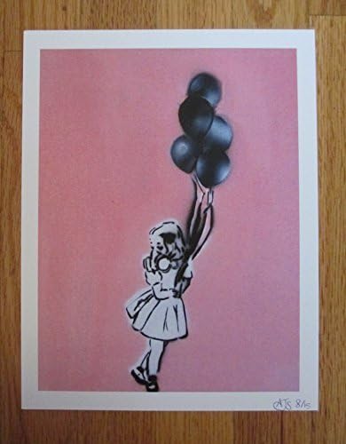 Pink Balloon Girl Original Street Ash Art Print 8.5"X11"