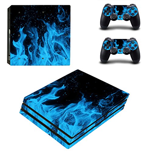 UUShop Vinyl Skin Sticker Decal Cover for Sony PlayStation PS4 PRO Console Blue Ice Flame Fire