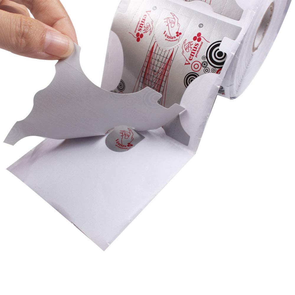 BeautyLeader 500Pcs Nail Form, Nail Art Guide Stickers for Acrylic UV Gel Nail Tips Manicure Extension Tool (1 Roll / 500 PCS - Sliver)