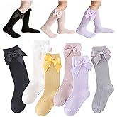 Little Girls' Knee High Socks Bow-Stitched Bows Long Stockings Casual & Dress Socks Cotton 6 Colors