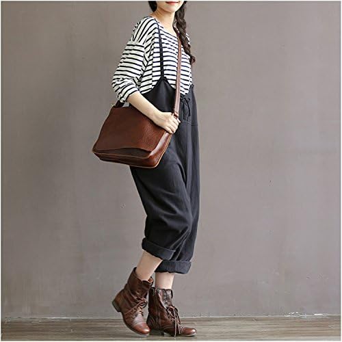 Caing Women Large Plus Size High Waist Baggy Linen Overalls Casual Wide Leg Pants Sleeveless Rompers Jumpsuit Haren Pants