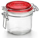 Bormioli Rocco Fido Round Jar with Red Lid, 6-3/4-Ounce, Set of 2