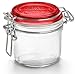 Bormioli Rocco Fido Round Jar with Red Lid, 6-3/4-Ounce, Set of 2