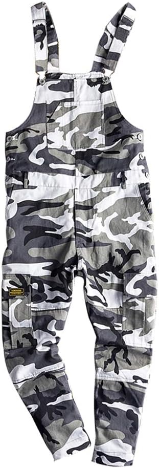 Sokotoo Men's Camouflage Pockets Cargo Joggers Bib Overalls