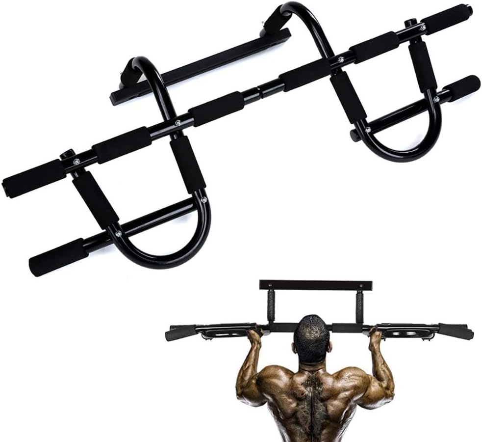 OURLOVE Pull Up Bar No Screws Fitness Bar Push-Up Stand Fitness Pole Door Stretching Pole Multi-Handle Upper Body Workout Bar Fitness Chin Up Bar Gym Black