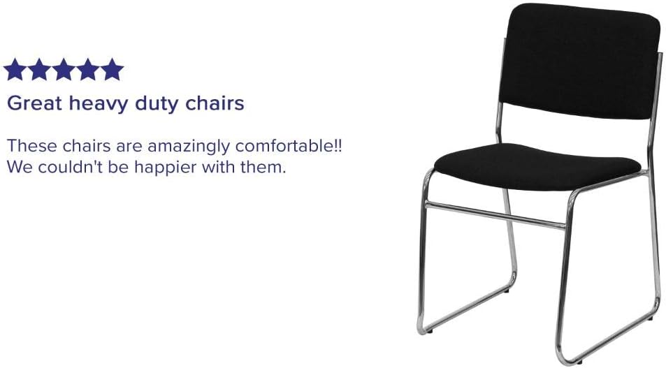 Flash Furniture HERCULES Series 500 lb. Capacity Black Fabric High Density Stacking Chair with Chrome Sled Base: Furniture & Decor