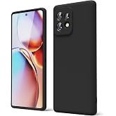 oakxco for Motorola Moto Edge Plus 2023 Case Silicone, Thin Slim Grip Soft Rubber Gel Protective Phone Case for Women, Matte Plain Solid Color Aesthetic Cute Girly Case with Camera Cove, Black