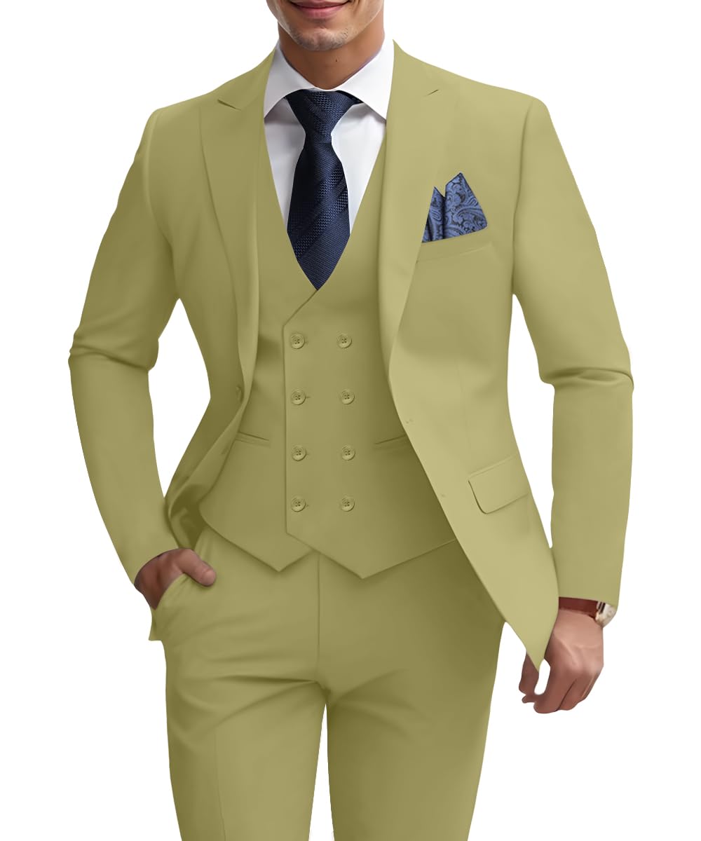 Men's Suits 3 Piece Slim Fit Double Breasted Tuxedo