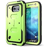 Galaxy S6 Active Case, [Heave Duty]Slim Protection i-Blason Armorbox [Dual Layer] Hybrid Full-body Protective Case with Front Cover and Built-in Screen Protector / Impact Resistant Bumpers Cover for Samsung Galaxy S6 Active 2015 ReleaseDoes Not Fit Regular Galaxy S6 (Green)