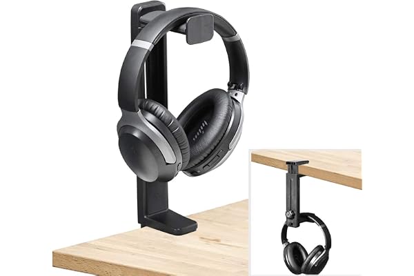 NEETTO HS906 Headphone Stand & Hanger 2 in 1, Above & Under Desk Gaming Headset Holder Mount Hook with Height Adjustable & Ro