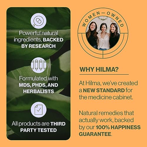 Hilma Natural Gas and Bloating Relief with Lemon Balm, Fennel & Peppermint Leaf, Doctor Formulated with Organic Ingredients, 100 Vegan Capsules