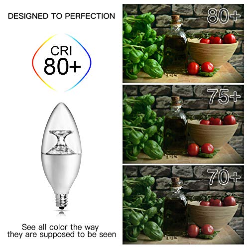 HENLIX E12 Candelabra LED Bulbs, 40 Watt Equivalent, 3000K Warm White B11 LED Candelabra Base, Non-Dimmable, Clear, 12 Pack - Thumbnail 3